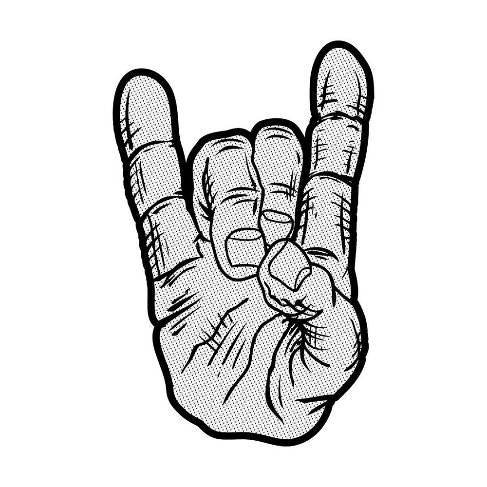 Rock patch to a jacket or vest