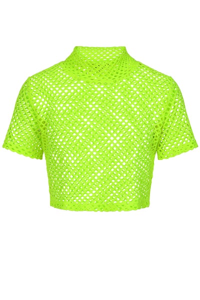 Banned Diya mesh top neon yellow from the front