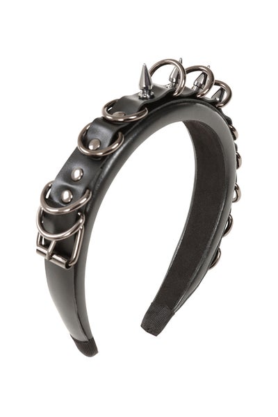 Black headband with spikes and rings