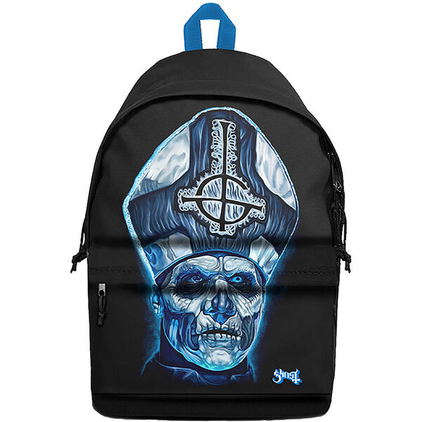 Ghost Papa Blue backpack featuring electrifying artwork