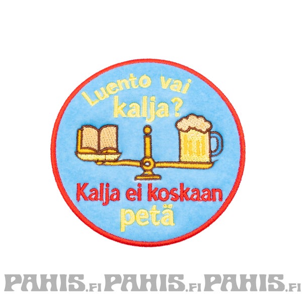 Kalja aiheinen haalarimerkki
