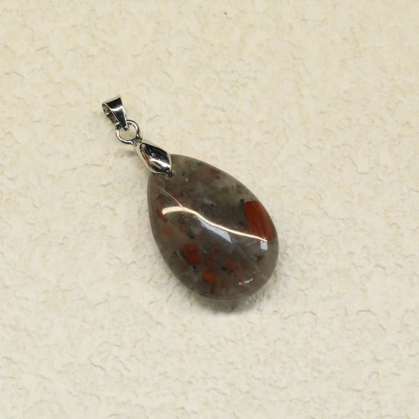 African Bloodstone Teardrop Pendant 2.5 cm
